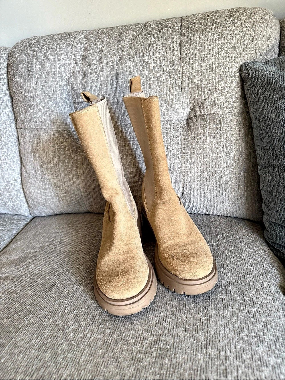 Women's Platform faux suede Boots Brown US 8